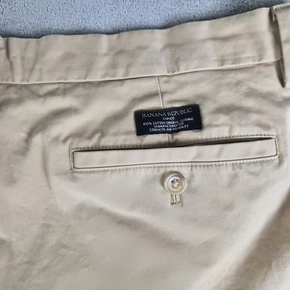 Banana‎ Republic Emerson Pants Mens 38x32 Khaki Flat Front Straight Chino Preppy